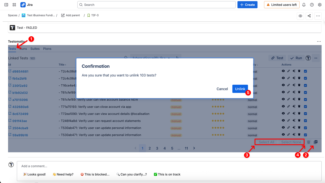 Confirmation pop-up